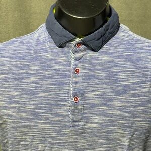 Men’s Luchiano Visconti Black Classic Blue Polo Shirt Size Large L